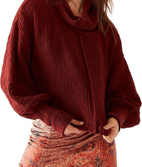 Free People Be Yours Cowl Neck Sweater Sweet Cranberry Red Size XL