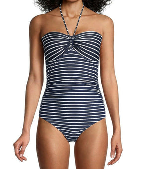 Tommy Hilfiger Striped One-Piece Swimsuit Navy Blue One Piece Swimsuit Size 12