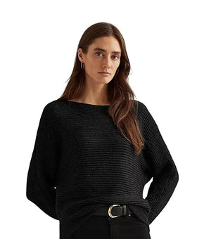 Lauren Ralph Lauren Women Black Dolman-Sleeve Boatneck Sweater Size S MSRP $100