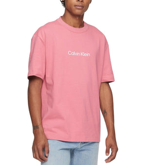 CALVIN KLEIN Men Relaxed Fit Standard Logo Crewneck T-Shirt Pink Size 2XL $45