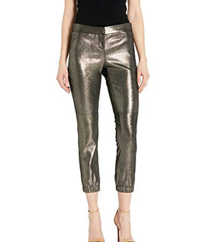 HALSTON Women's Metallic Suede Legging, Antique Gold, 8