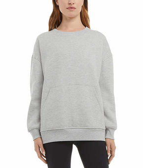 Danskin Ladies' Oversized Crewneck with Pocket, Light Heater Grey, Small