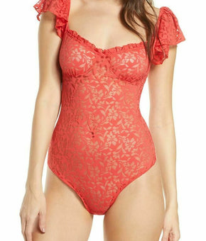 Free people Women's Olivia Lace Bodysuit Red Size M MSRP$78