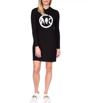 Michael Michael Kors Circle Logo Hoodie Dress Black Size XL MSRP $88