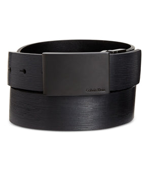 CALVIN KLEIN Mens Black, Adjustable Reversible Leather Dress Belt Size 44