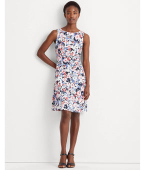 Lauren Ralph Lauren Womens Floral Petite Jersey Dress white Size 16P MSRP $109