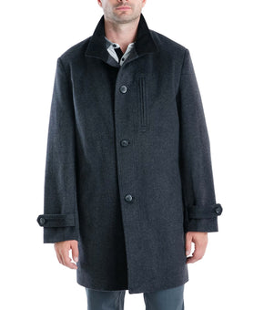 London Fog Men's Clark Classic-Fit Overcoat Charcoal Grey Size 40S Short