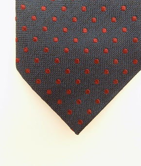 ETON Navy Blue Red Polka dots Patterns 100% Silk Necktie Made in Italy MSRP $145