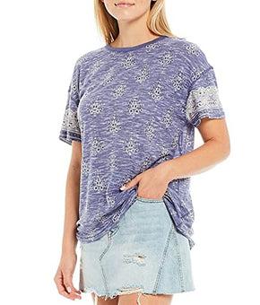 Free People Women??s Maybelle T-Shirt Navy Combo Medium