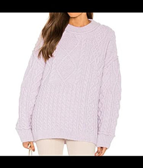 Free People Womens Purple Long Sleeve Crew Neck Wear to Work Sweater Size S