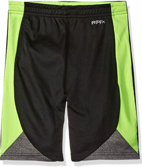 RPX Boys Slim Size Active Shorts with Detail, Black/Lime, 2XL