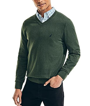 Nautica Men's Navtech V-Neck Sweater, Forest Green Night Heather, Size XL