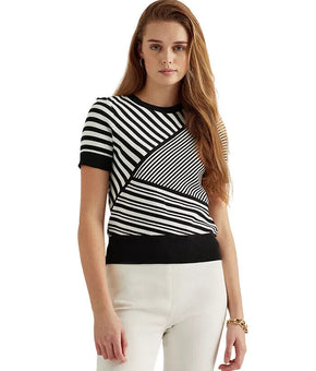 Lauren Ralph Lauren Short Sleeve Sweater Polo Black white Size M MSRP $110