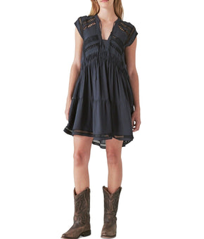 Lucky Brand Women's Lace Inset Dress Black, Size L MSRP $129