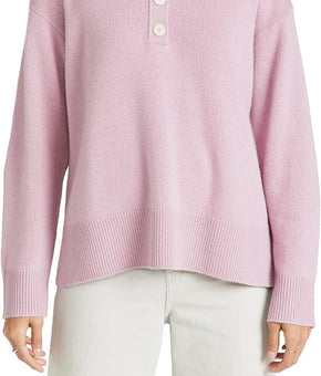 Theory Women's Button Up Cashmere Sweater Pullover Pink Size L MSRP $445