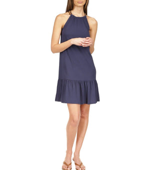 Michael Kors Petite Solid Chain Halter Dress Navy Blue Size PL MSRP $110