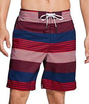 Speedo Men's Border Line Performance 20" E-Boardshorts (Red/White/Blue, Medium)