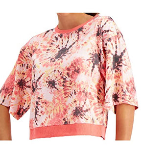 Ideology Womens Printed Short Sleeves Pullover Top Pink Size M