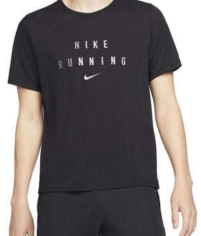 Nike Mens Dri-fit Miler Wild Run black T-Shirt purple logo Size 2XL MSRP $40