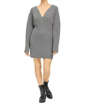 Theory Womens Sculpted Wool Cashmere Sweater Dress Grey Size P (0-00) MSRP $475
