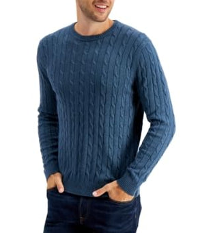 Club Room Men's Cable-Knit Sweater Navy Blue Size L