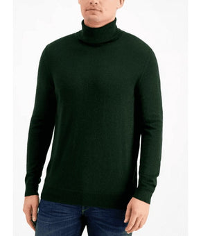 Club Room Men's Merino Wool Turtleneck Sweater Ivy League Dark Green Size L
