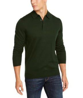 Club Room Mens Merino Wool Blend Polo Pullover Sweater Green Size XL