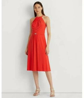 Lauren Ralph Lauren Jersey a-Line Dress - Hibiscus Red Size 12 MSRP $155
