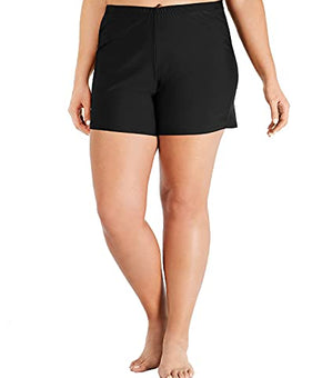 Island Escape Women Plus Size Slimming Beachwear Swim Shorts Black Size 16 Plus