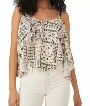 Free People Women's Tea Combo Floral Cotton Tank beige Size S MSRP$58