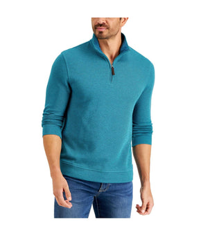 Club Room Mens Birdeye 1/4 Zip Office Pullover Sweater Blue Size L