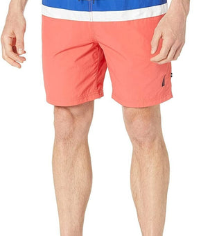 Nautica 8" Color-Block Swim Shorts Seaside Red Size S