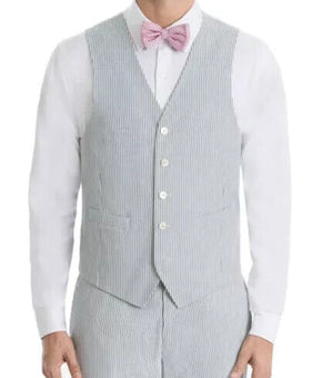Lauren Ralph Lauren Blue Stripe Cotton Suit Separate Vest Gray Size XXL $125