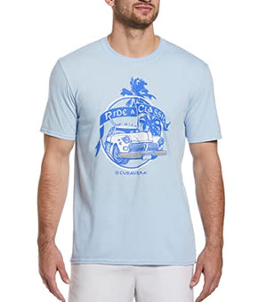 Cubavera Men's Ride A Classic Short Sleeve Tee Shirt, Light Blue, Size M