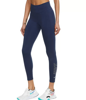 NIKE Womens Plus Size Dri-FIT One Embellished-Logo 7/8 Leggings Blue 3X MSRP $60