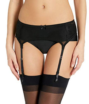 Flexees Women's Extra Sexy Lace Garter Belt, black, LARGE