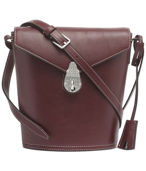 Calvin Klein Lock Leather Bucket Handbag Wine