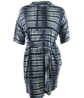 Michael Michael Kors Women's Plus Size Printed Hoodie Dress (1X, Chambray)