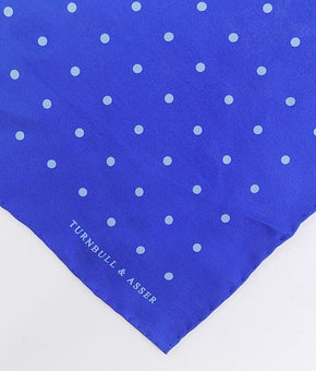 Turnbull & Asser mens handkerchief pocket square Dark Blue dot 16"x16" MSRP $98