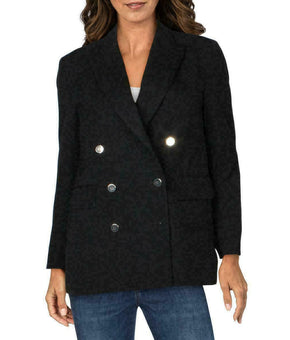 Moussy Vintage Women's Wool Double-Breasted Blazer Jacket Black Size L MSRP $740