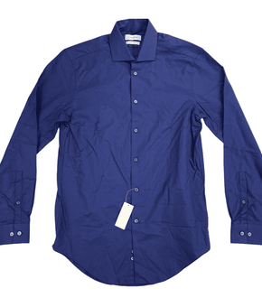 Calvin Klein Mens Slim Fit Stretch Long Sleeve Dress Shirt Cotton Blue Size L