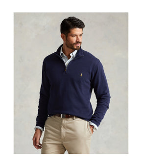 POLO RALPH LAUREN Mens Navy Classic Fit Quarter-Zip Cotton Sweater Size 4LT