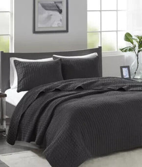 Madison Park Keaton Reversible Coverlet Set Dark Gray 3 PC