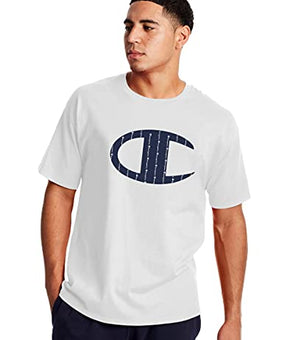 Champion Men's T-Shirt, White Crewneck Cotton Tee Mid-Weight T-Shirt Size S