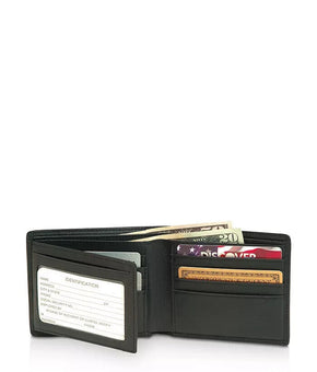 ROYCE New York Leather RFID-Blocking ID Flap Bifold Wallet Dark Blue MSRP $125
