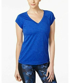 Ideology Women's Heathered Short-Sleeve Tshirt Blue Size M MSRP $13