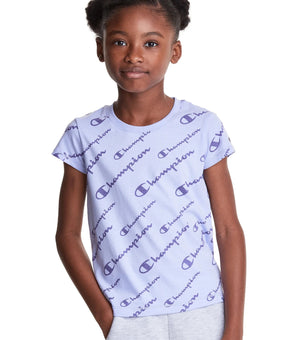 Champion Little Girls Script All Over Print T-shirt Purple Size 4