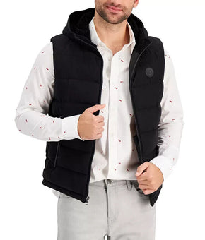 Michael Kors Men's Sherpa Hooded Puffer Vest Black Size L MSRP $298