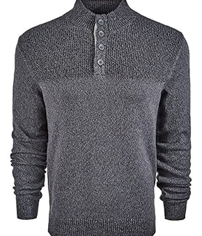 Club Room Men's Grey Ribbed Four Button Sweater - Grey - Size M