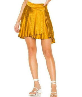 Free People Women????s Starstruck Mini Skirt in Gold Size 4 MSRP $60